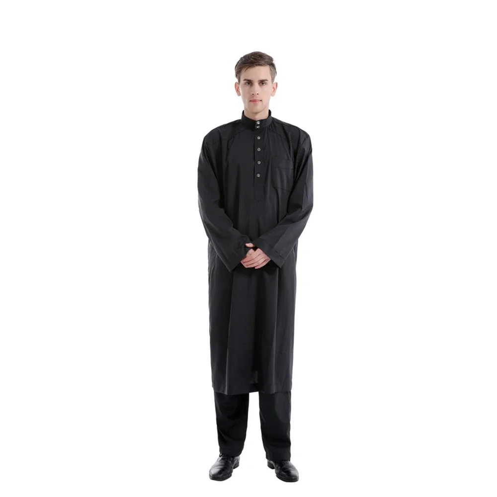 Eid Ramadan Muslim Men Arabic Long Sleeve Robe Pants Jubba Thobe Islam Clothing Dubai Saudi Kaftan Caftan Turkey Abayas Costumes