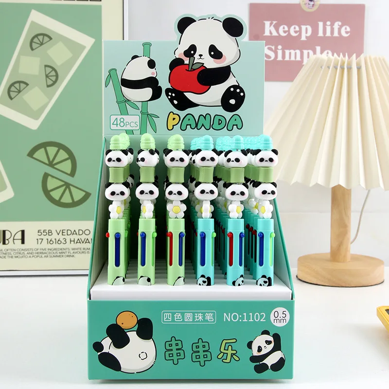 

24pcs/lot Cartoon Panda DIY Ballpoint Pen Cute Animal 4 Colors Ball Pens School Office Writing Supplies Stationery