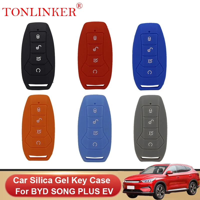 Silica Gel Car Key Case For BYD SONG PLUS HAN TANG EV DM DM-i Shell Holder Remote Car Dedicated Styling Keychain Accessories