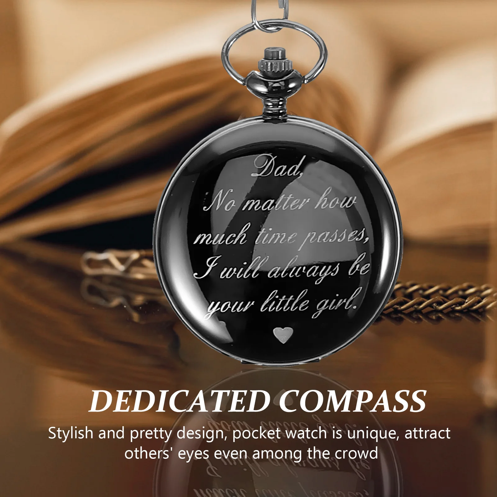 ساعة جيب معدنية للرجال، سلسلة ساعات جيب مزخرفة عتيقة، هدية أنيقة لعيد الأب، هدية إبداعية لعيد ميلاد الأب