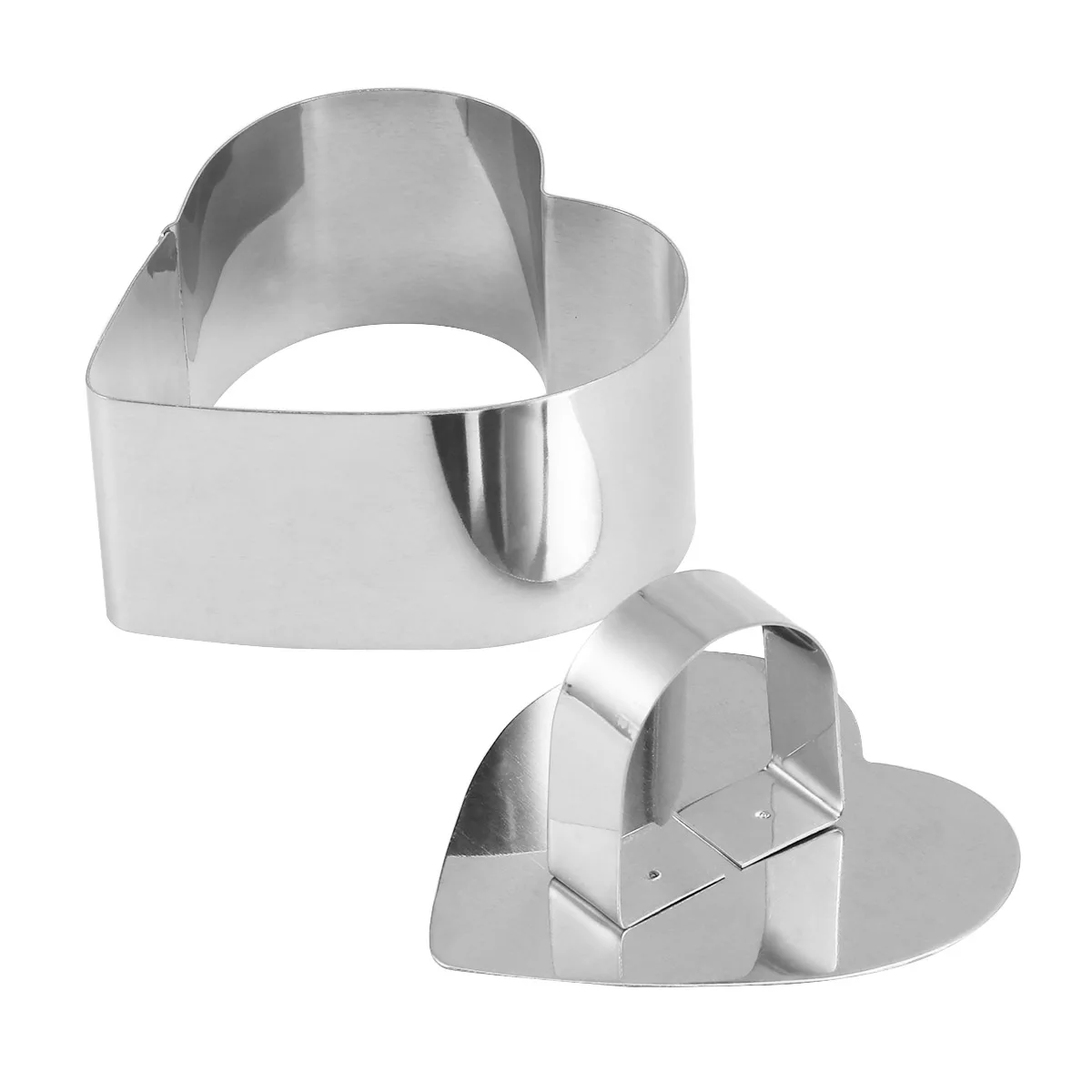 

2 pcs Mousse Circle Mold Stainless Steel Baking Heart Shaped Chocolate Cake Cookie Pastry Tool Nonstick Easy Demould