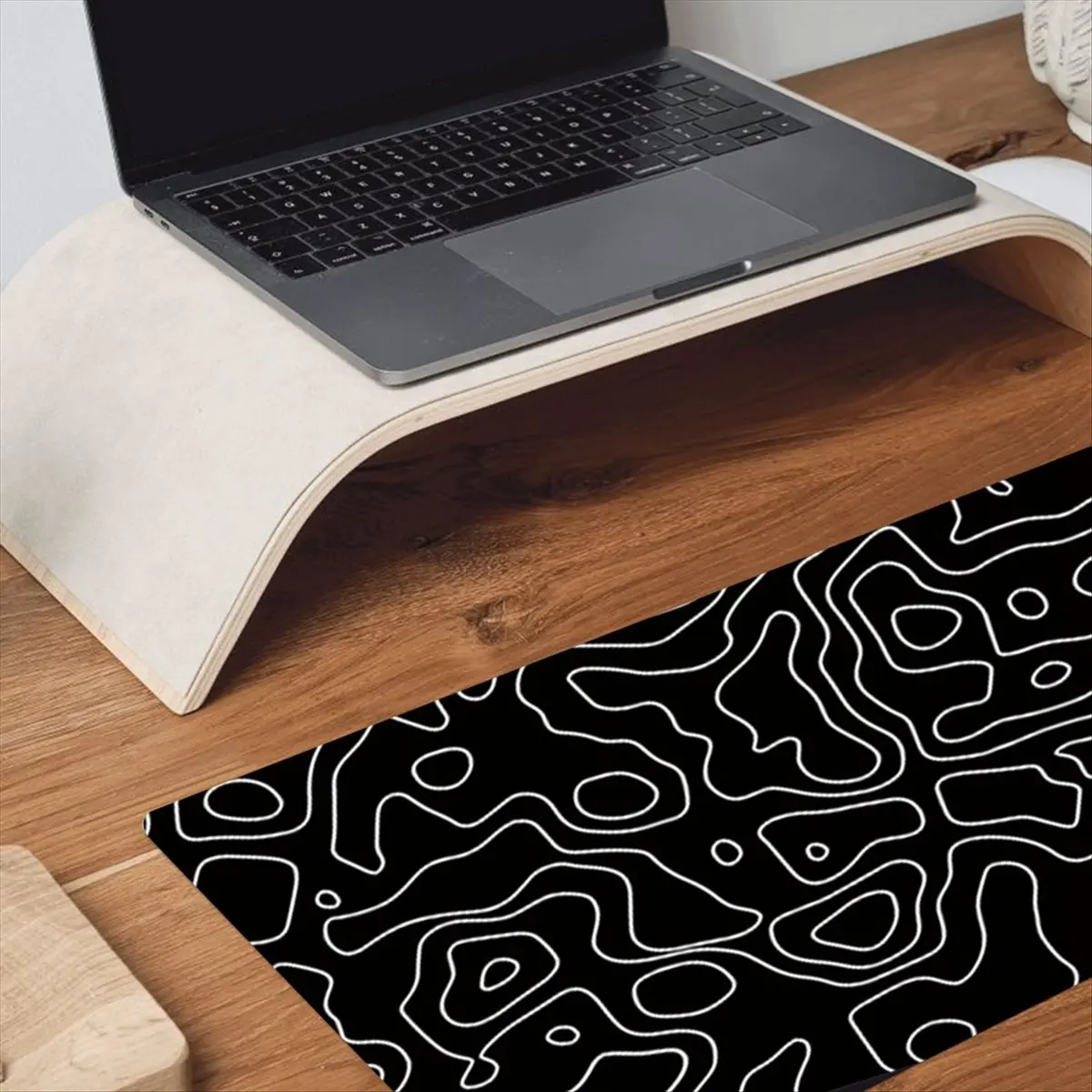 Latest ABBQ-Desk Mat,Topographic Contour Extended Big Mouse Pad Computer Keyboard Mouse Mat with Non-Slip Base (31.5x11.8 In) D