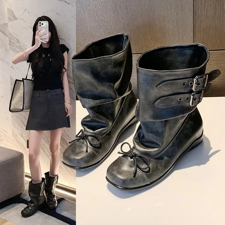 nuovi-stivali-corti-da-donna-con-fiocco-in-stile-street-stile-balletto-retro-vintage-stivali-neri-a-tubo-corto-piegato-per-donne