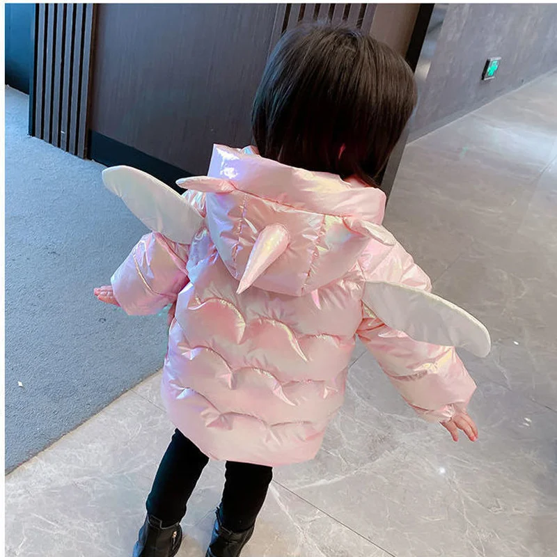 Winter Girls Down Jackets Children\'s padded Warm Coat Baby Cold plush Snowsuit  Kids Cartoon Dazzle Color Windproof Parkas