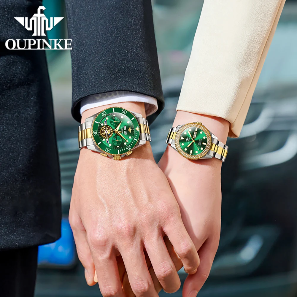 OUPINKE Official Genuine Couple Watches Luxury Top Brand Original Automatic Mechancial Watch for Men And Women Lover's Watches