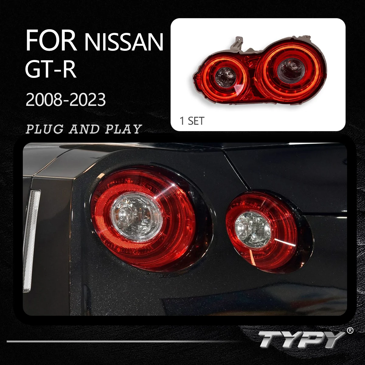 

TYPY Новый светодиодный задний фонарь, обновленный, модифицированный для Nissan GT-R, задний фонарь 2008-2023, задний фонарь с динамическим сигналом, автоаксессуары