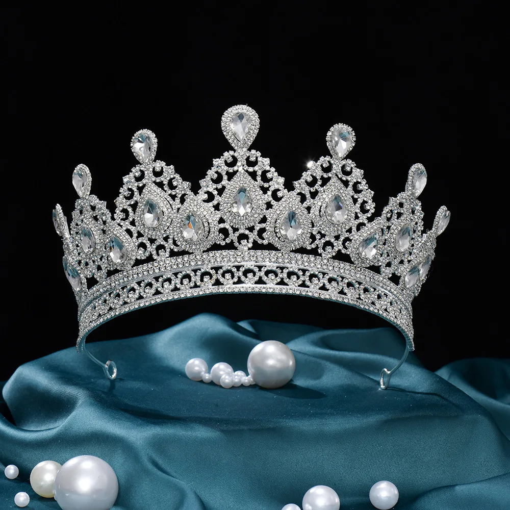 

Royal Queen Tiaras Women Jewelry Miss Universe Sliver Bridal Crowns Girl Alloy Pageant Diadem Wedding Indian European Headpieces