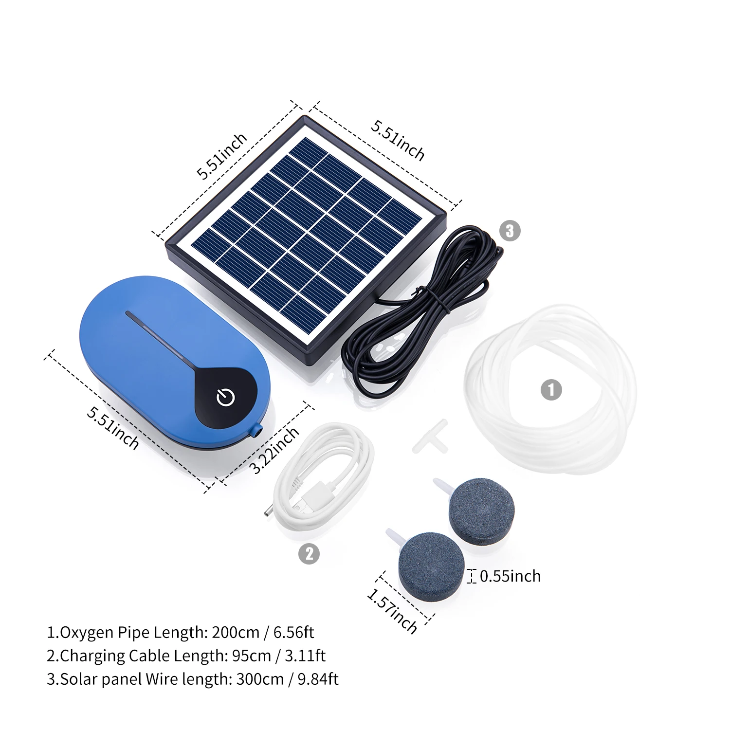 Solar Air Pump Built-in Rechargeable Battery Solar Oxygen Pump Aquarium Fish Tank Oxygen Pump for Fish Tank Outdoor Pond