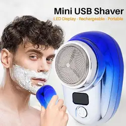 Men's Mini Electric Shaver With Smart LCD Digital Display Travel Shaving Portable USB Beard Fast Trimmer Washable Charging O1E9