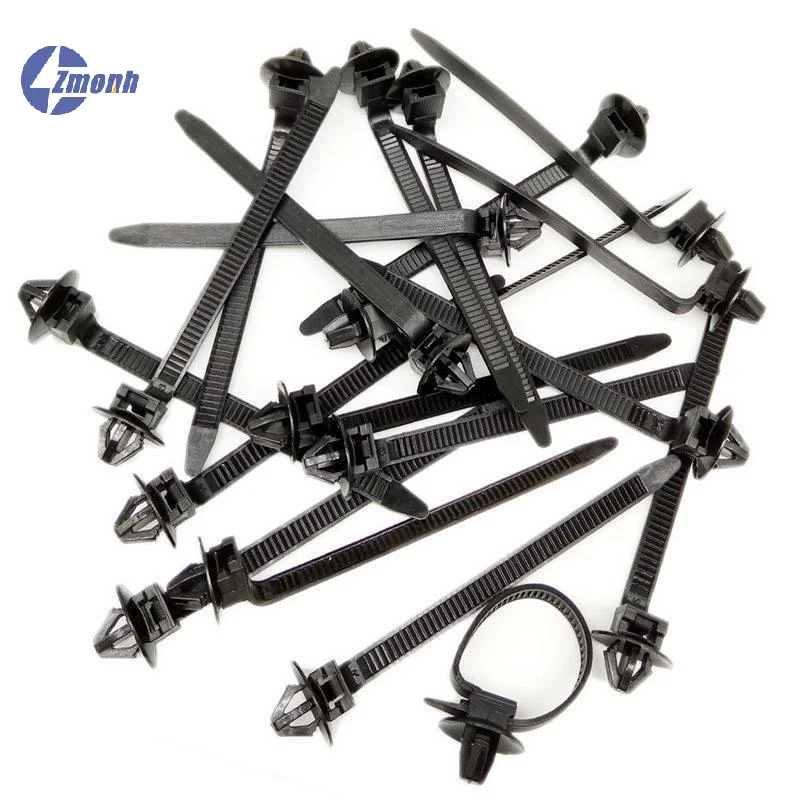 New！10/20Pcs Car Nylon Black Cable Ties Push Mount Wire Harness Fastener Cable Clamp Clips Ties Management Car Wire Organizers