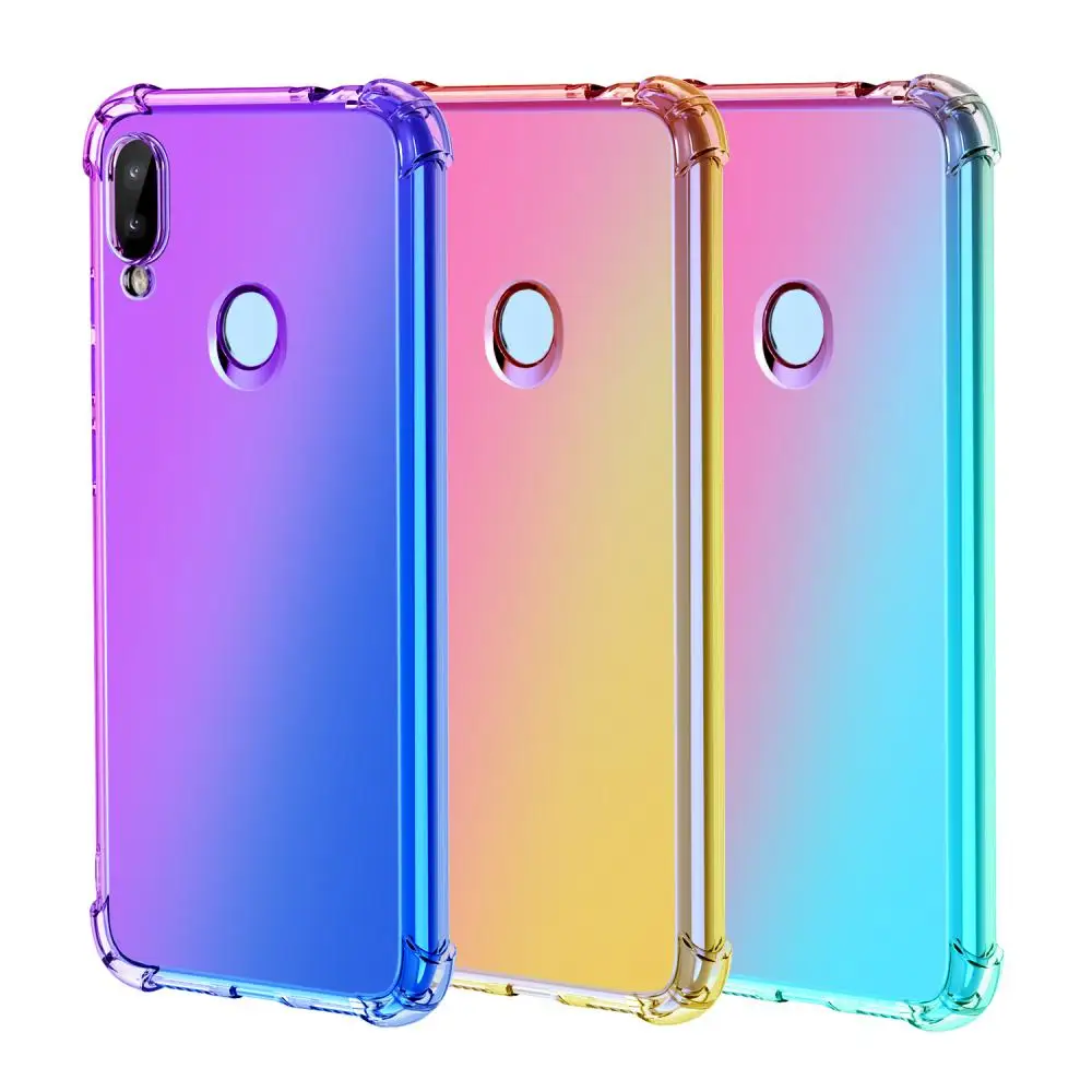 Чехол для телефона с градиентом Redmi Note 7, прозрачный чехол для телефона с четырьмя углами и защитой от падения