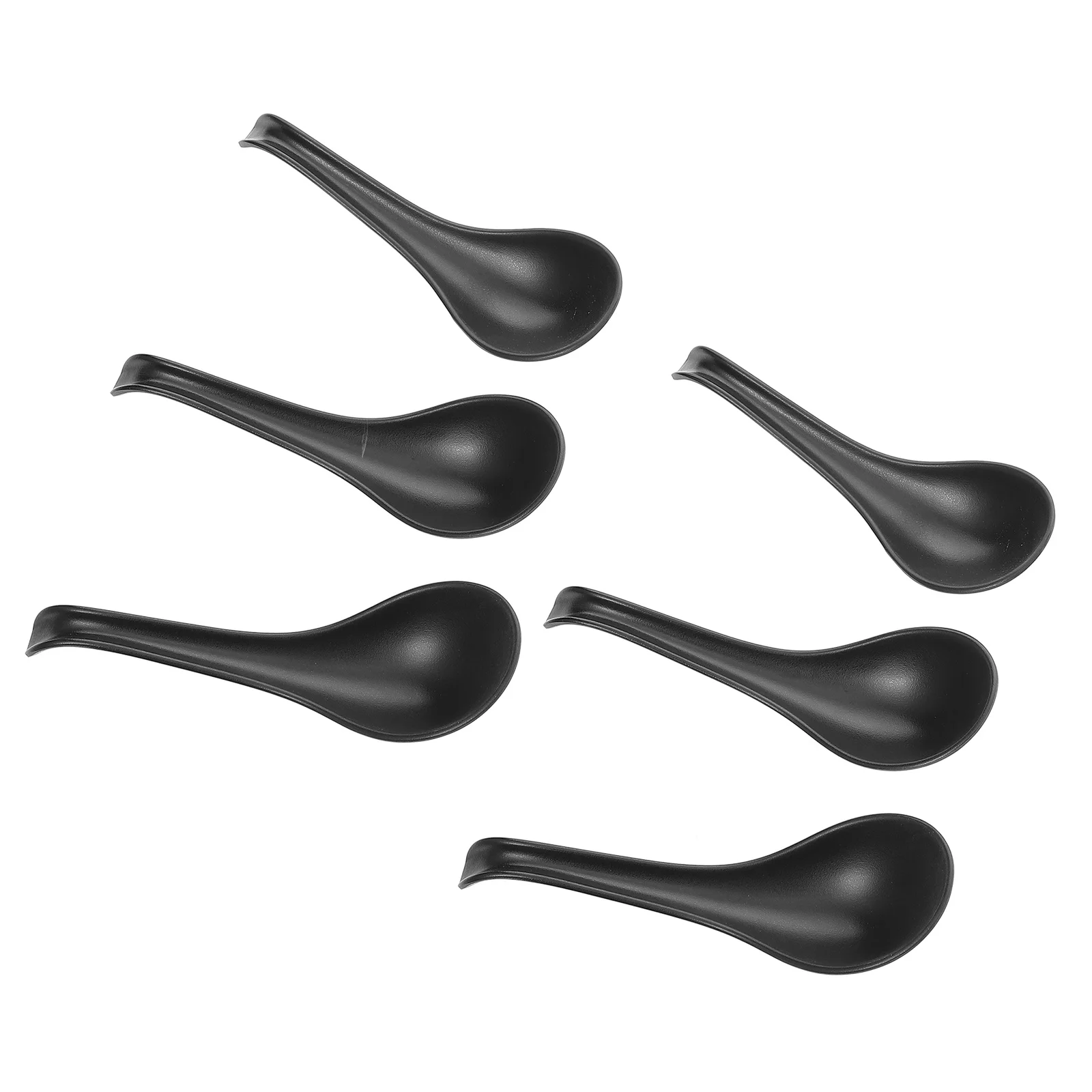 

6pcs Long Handle Spoons Smooth Surface Rice Spoon Ramen Spoon Soup Scoop Porridge Dessert Serving Tool Kitchen Household