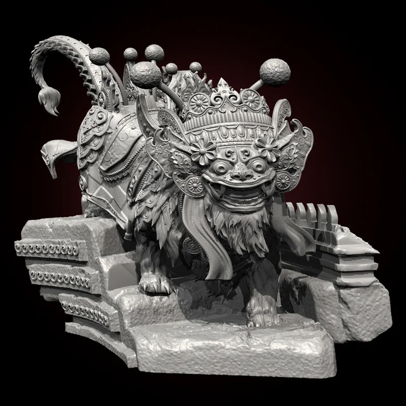 

50mm 75mm 90mm Southeast Asian Lion Dance Resin Model Figure Gk Micro Miniature 3d Printed White Model Toy Unassembled Unpainted