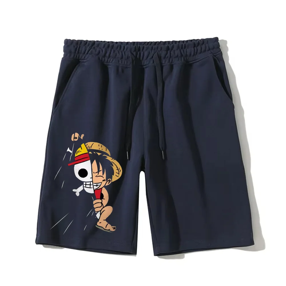 여름 신상 남성 반바지 원피스 애니메이션 프린트 여성 블랙 코튼 반바지 통기성 러닝 팬츠 Y2k 의류 비치 짐 반바지