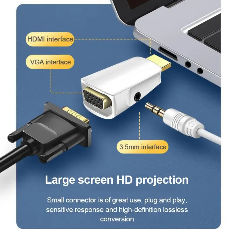 4K HDMI to VGA Adapter Converter with 3.5mm Audio Jack Cable  Male to Female for Laptop PC Desktop Monitor Projector HDTV DVD