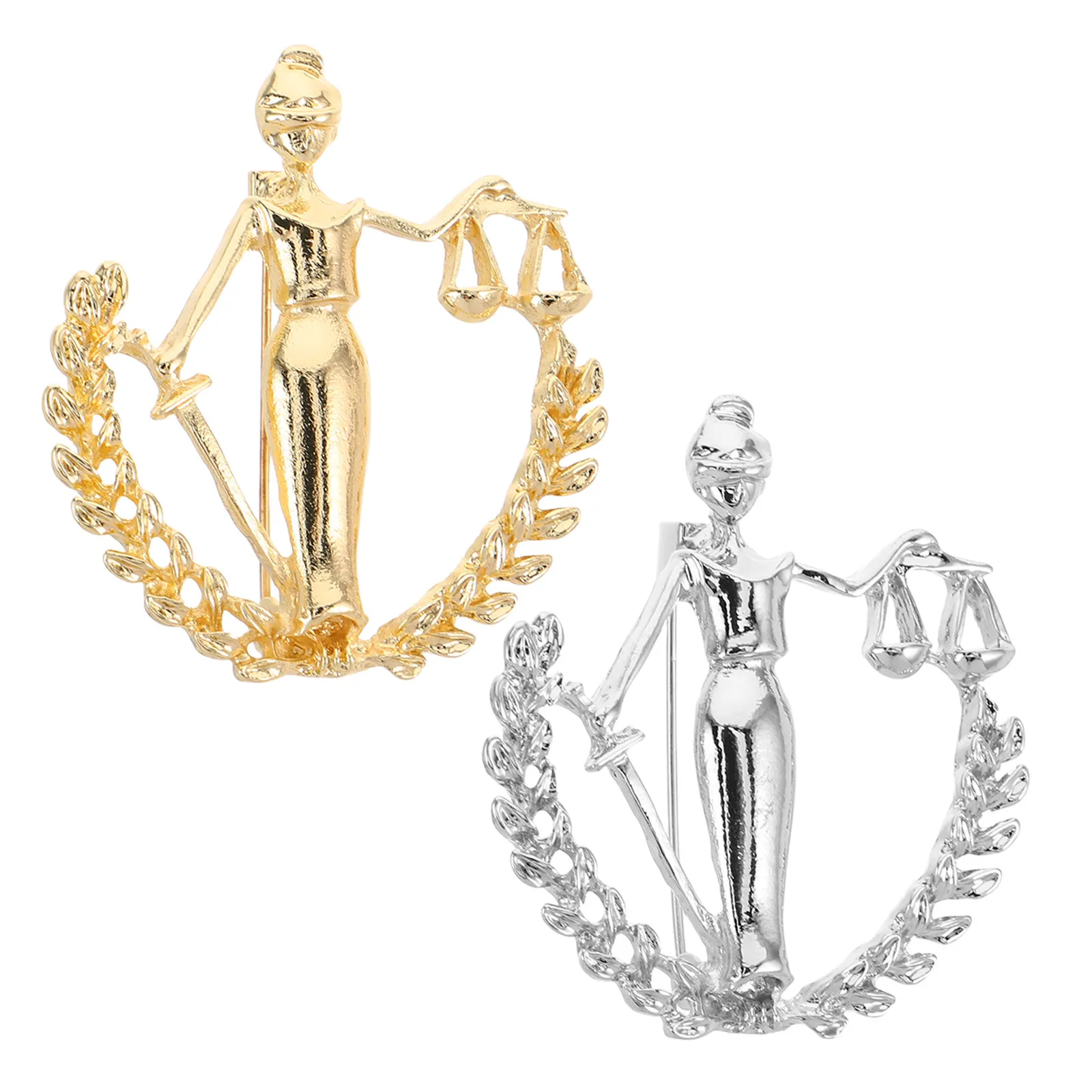 2Pcs Scale of Justice Lapel Pin for Men Alloy Lawyer Brooch Suit Accessory Coat Jacket Shirt Collar Pin Legal Gift