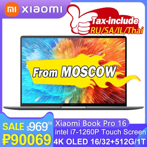 Xiaomi Book Pro 16 2022 1260P/1240P 2050 4G 16Inch 4K OLED Touch Screen Mi Book