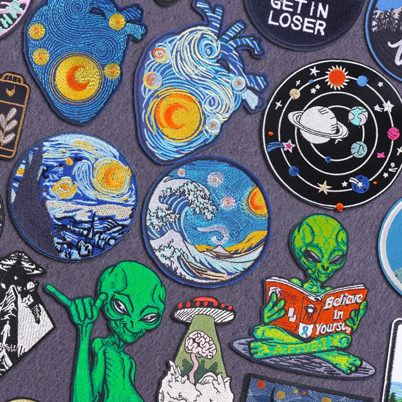 Parche bordado extraterrestre cielo estrellado - plancha o coser