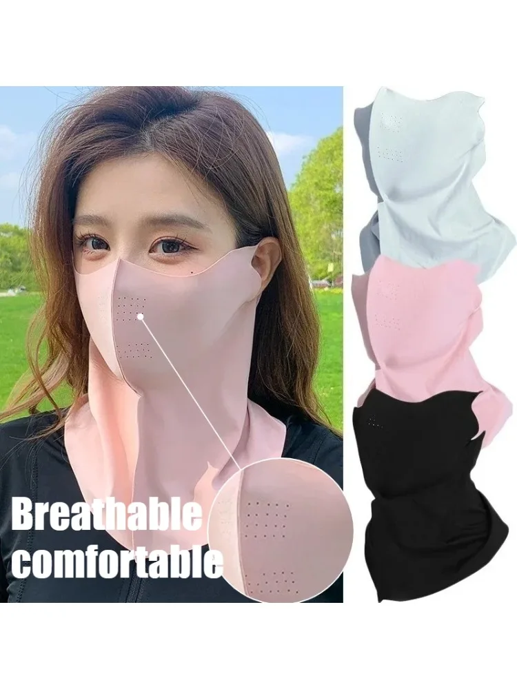 AliExpress NONE Women Summer UV Protection Neck Scarf Ice Silk Face Mask Cover Outdoor Wrap Cover Cycling Sports Sun Proof Sunscreen Dustproof