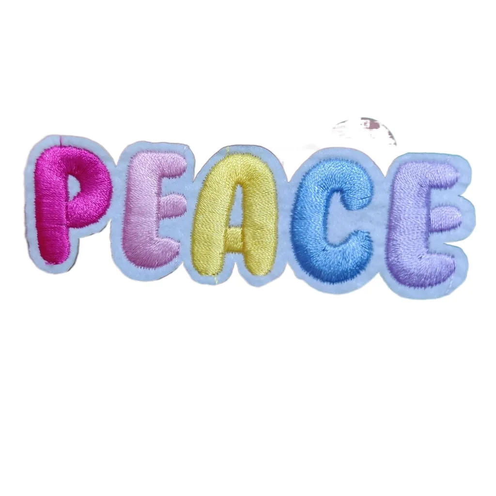 

COLORFUL PEACE IRON ON CUSTOM BRAND BADGE LOGO Fabric Accessories Parch Badges Clothing Patches BADGE Embroidery Appliques Patch