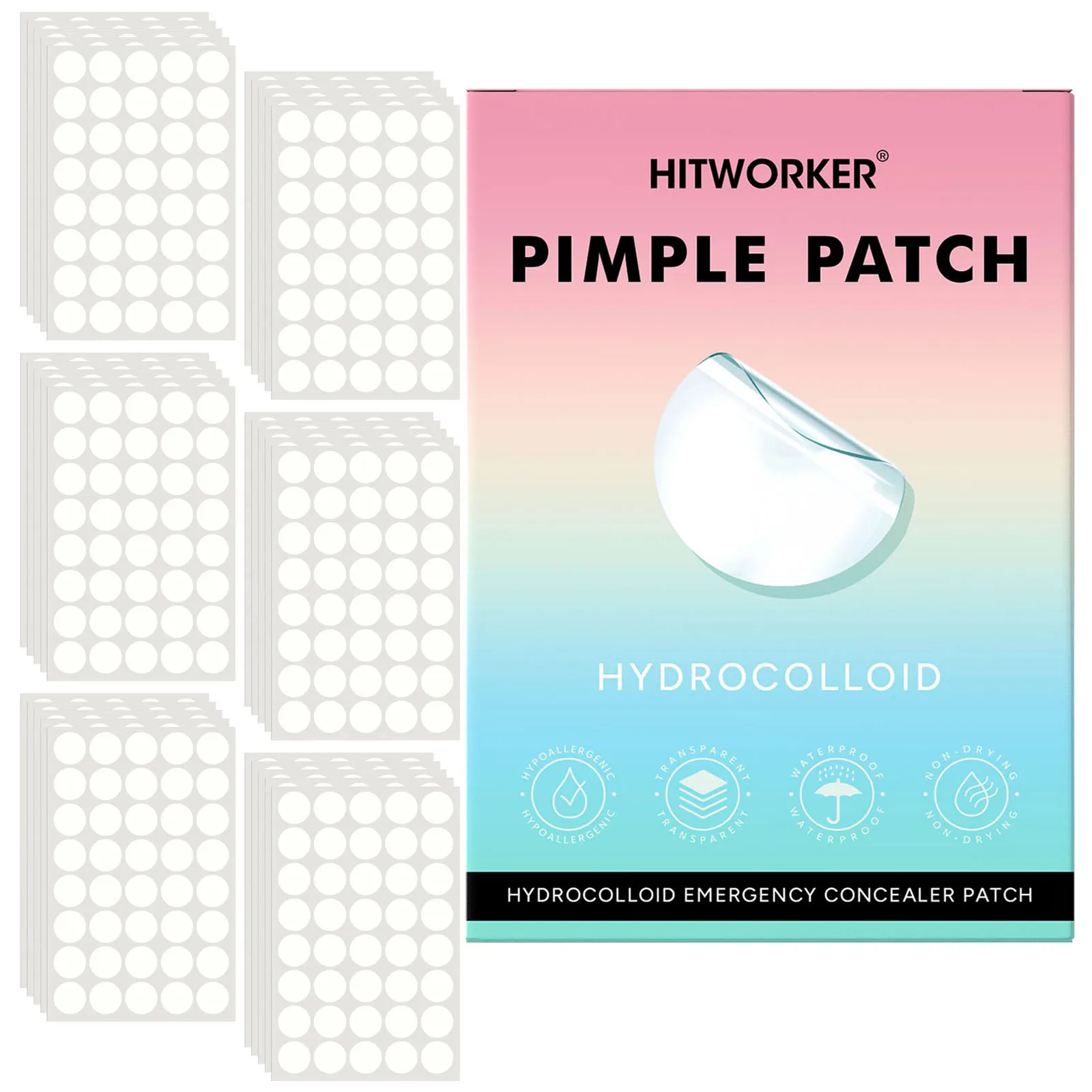 Hydrocolloid Acne Patch Facial Cleansing Care Essence, Tool Accessory, Invisible and Waterproof, Suitable for All Skin Types