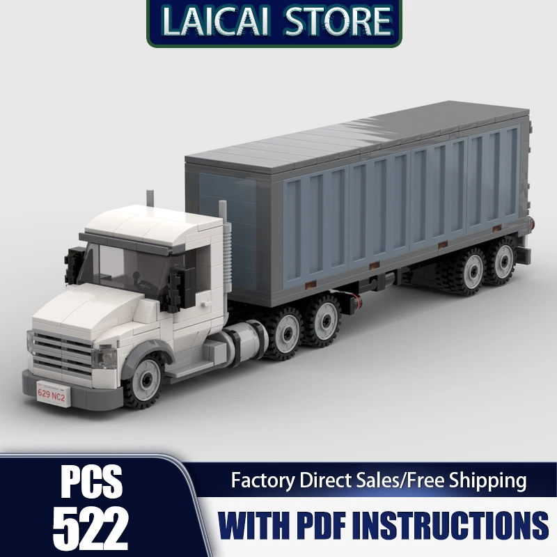 

Moc Building Blocks Carrying a Container Trailer Model Technology Modular Turck Gifts Construstion DIY Assembly Set Toys