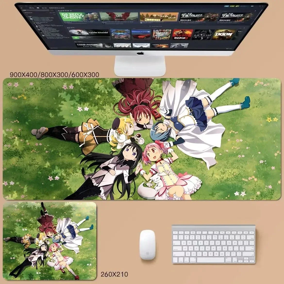 كارتون ماجيك جيرل جلد كبير XXL لطيف Kawaii الكرتون ماوس الوسادة عدم الانزلاق لوحة مفاتيح الكمبيوتر المحمول وسادة طاولة طعام سطح المكتب حصيرة