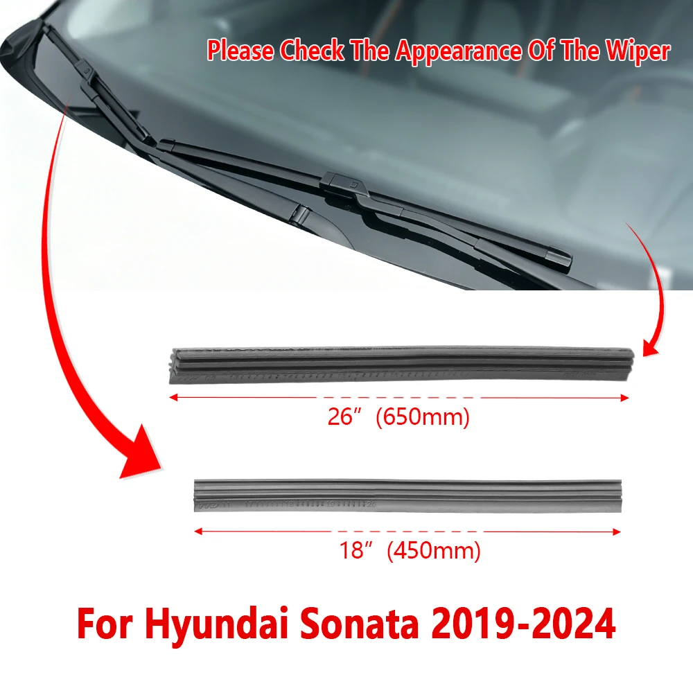 For Hyundai Sonata 2019 2020 2021 2022 2023 2024 Wiper Refill Rubber Strip 18