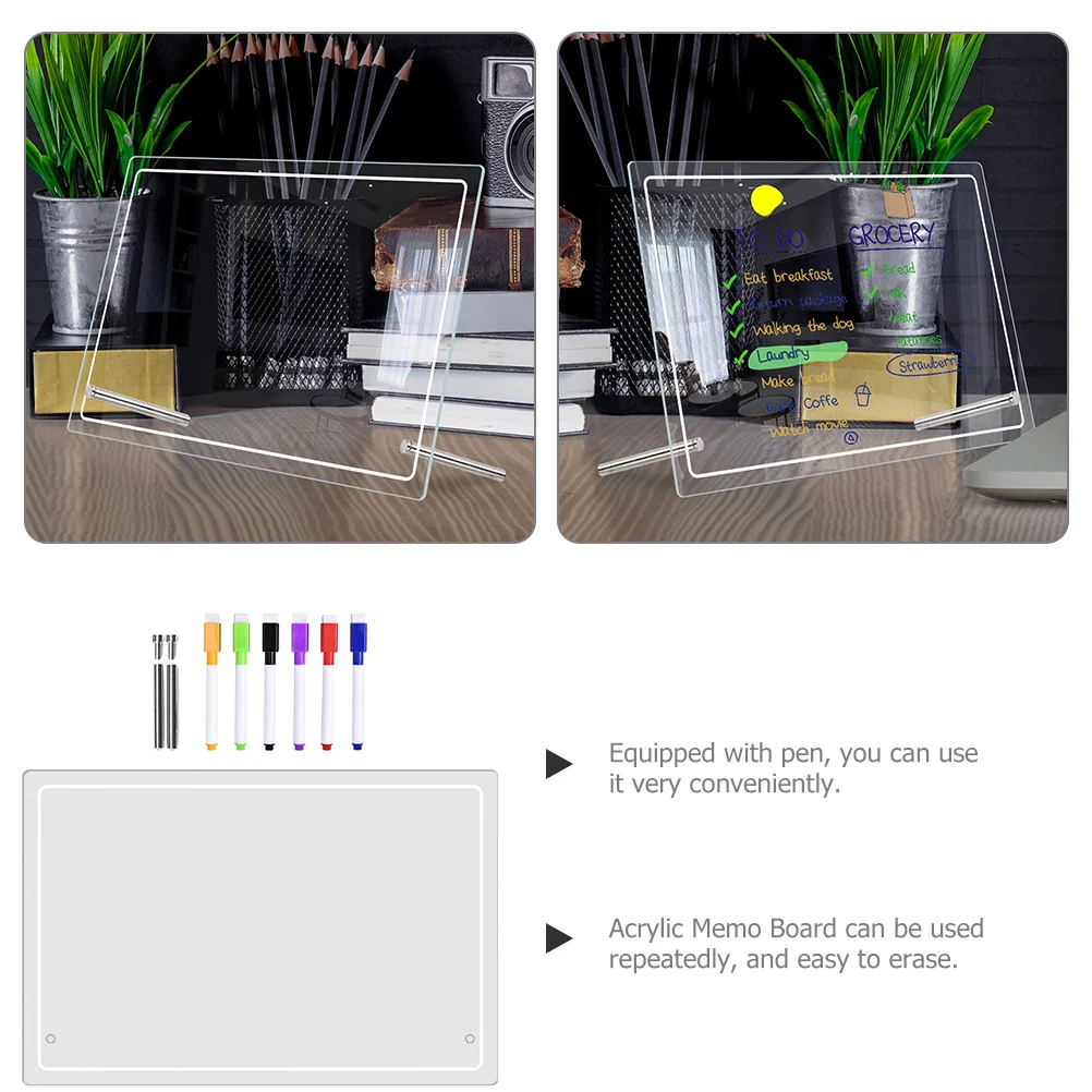 1 Set Acrylic Message Transparent Desktop Memo For Students Home Office School Supply Tabletop Whiteboard Planner Erasable Note