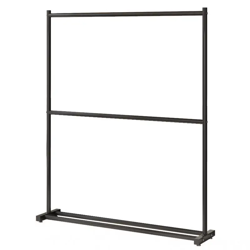 Indoor Floor-Mounted Double-Layer Clothes Drying Rack Simple Mobile Coat Hanger Metal Clothesline Holder Home Organization image 5