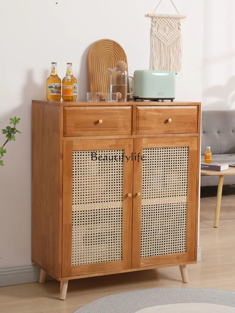 

Solid Wood Rattan Modern Minimalist Nordic Storage Wall Light Luxury Hallway Storage Cabinet