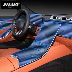 For Mercedes Benz S-Class 2021-2023 Car Interior Center Console Transparent TPU Protective Film Anti-scratch Accessories Refit