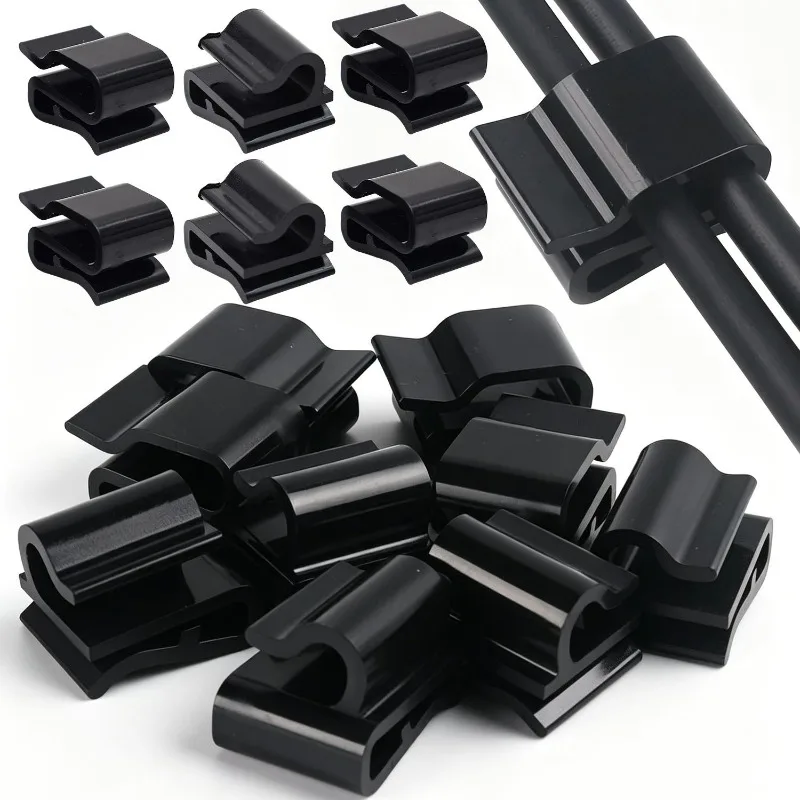 5/50pcs Photovoltaic Cable Clamps Parallel Cross Cord Holder Desk Wire Management Clips for Solar Panel Systems Cord Organizer