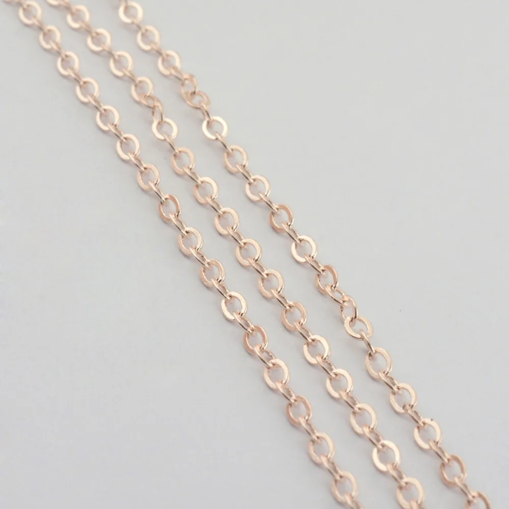 

2m Iron Cable Chains Unwelded Flat Oval Cadmium Free & Lead Free Rose Gold 3x2x0.5mm