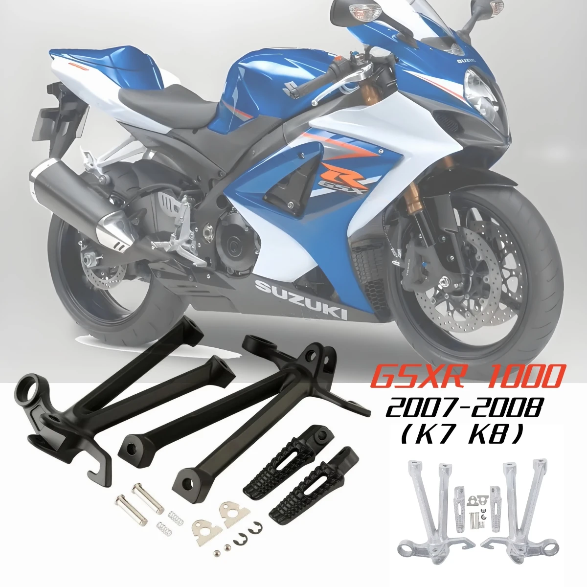 スズキ-gsxr-1000-gsx-r-1000-gsx-r1000-2007-2008-k7-k8-オートバイアクセサリー-リアフットペグ-フットレストブラケット。