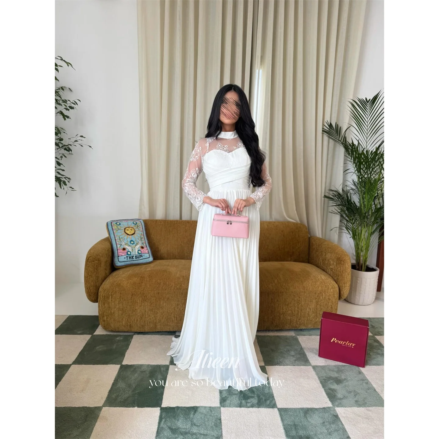 

Aileen Lace High Neck White A-Line Evening Dress 2026 Prom Dress Elegant Wedding Party Women Formal Customized Robes de Soirée