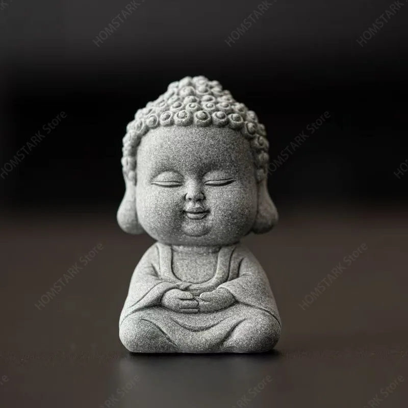 Mini Green Sandstone Buddha Figurine Decor Ornament For Bonsai Rockery Micro‑Landscape Garden Scene Layout Spare Part