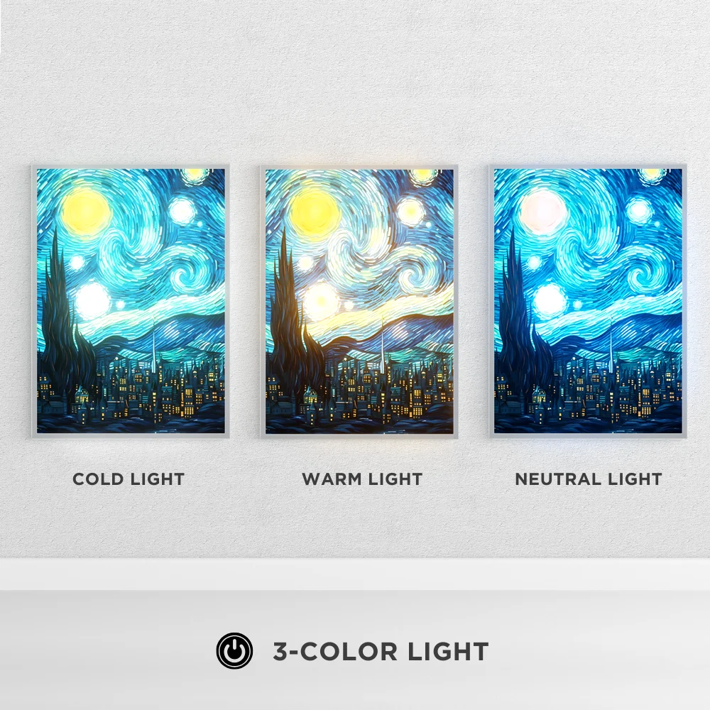 Van Gogh Starry Night Night Light - Artystyczna lampa LED do dekoracji pokoju, Lampara de Noche do sypialni/salonu