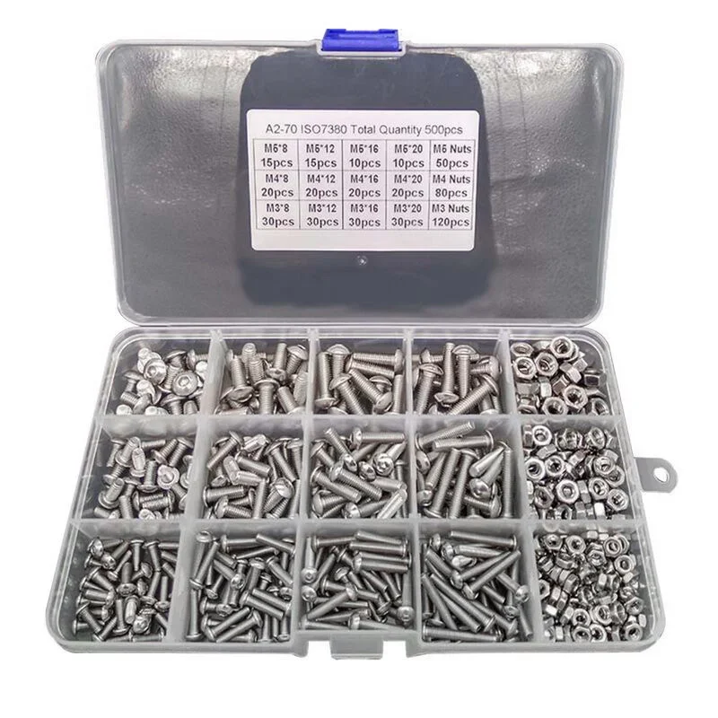 Truss Screw Hex Socket screw nut Combination Suit M3 M4 M5 304 Stainless Steel Pan Screw Nut hardware 500 grain