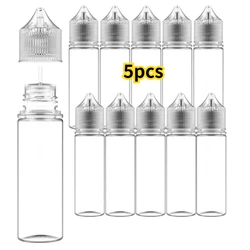 Gotero transparente PET para vapeo, contenedores de aceite vacíos transparentes con tapa de CDN, suministros de laboratorio, 30ml-120ml, 5 unidades