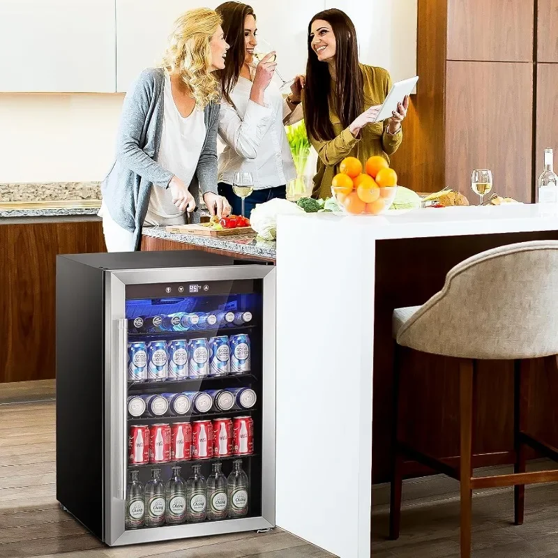 Antarctic Star Beverage Refrigerator Cooler - 145 Can Mini Fridge Glass Door for Soda Beer or Wine