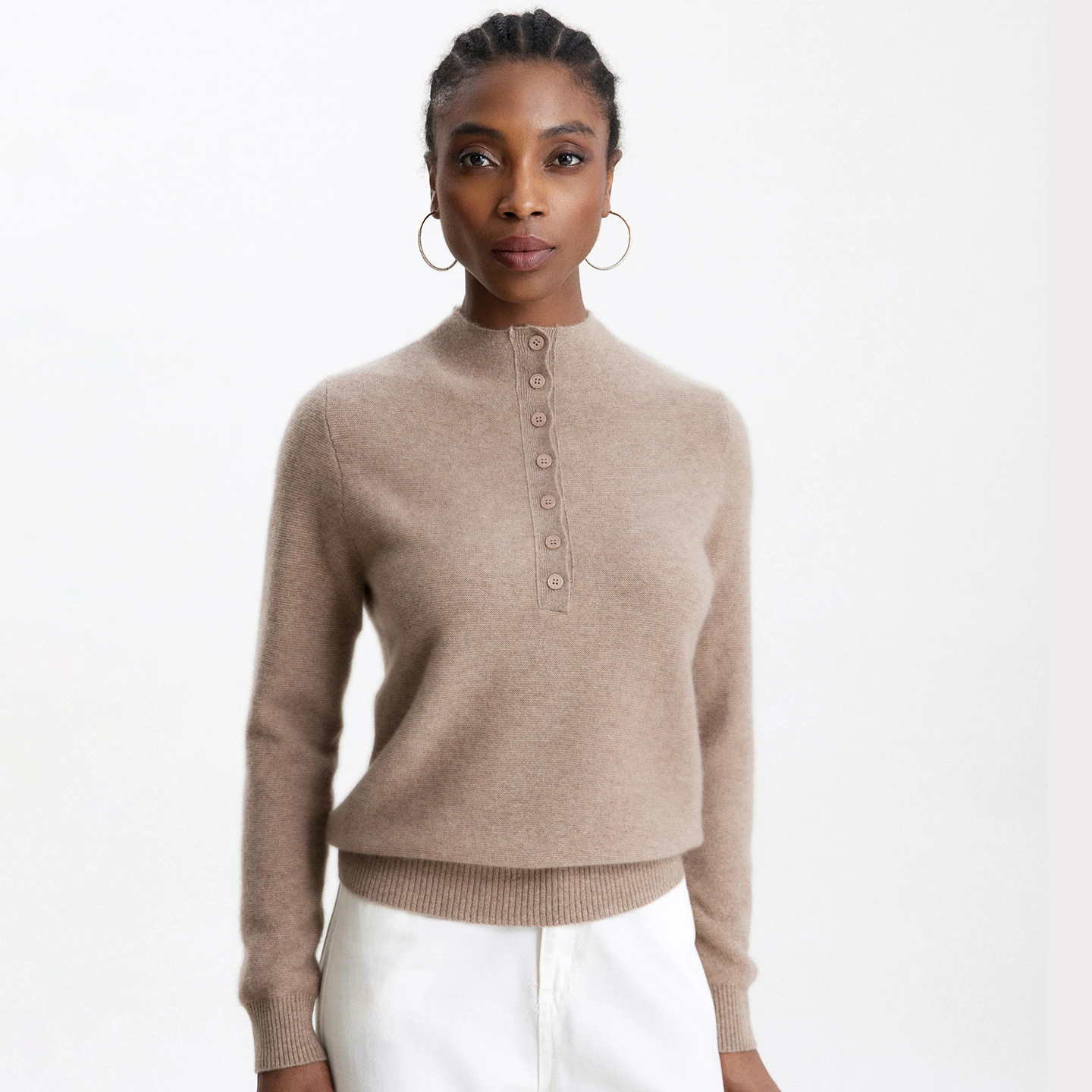High end design sense! 100% Little Mountain Cashmere Sweater for Women, 2026 New Autumn and Winter Half High Collar, Skinny Pull