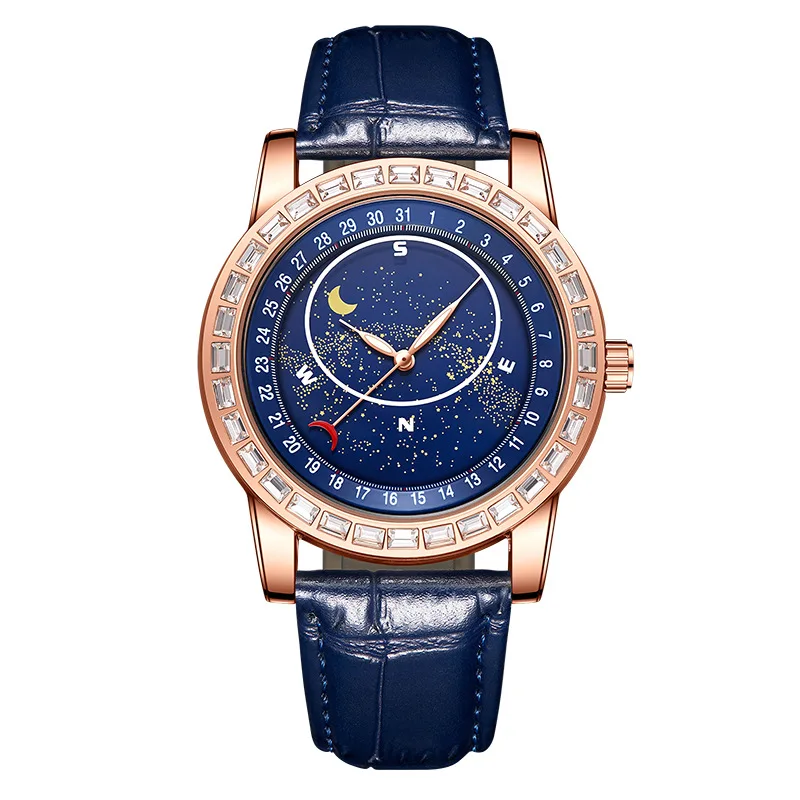 New Men's Watch, Fake Mechanical Watch, Brand Quartz Watch, Diamond Starry Sky Watch, Transparent Bottom, Waterproof Men's Watch