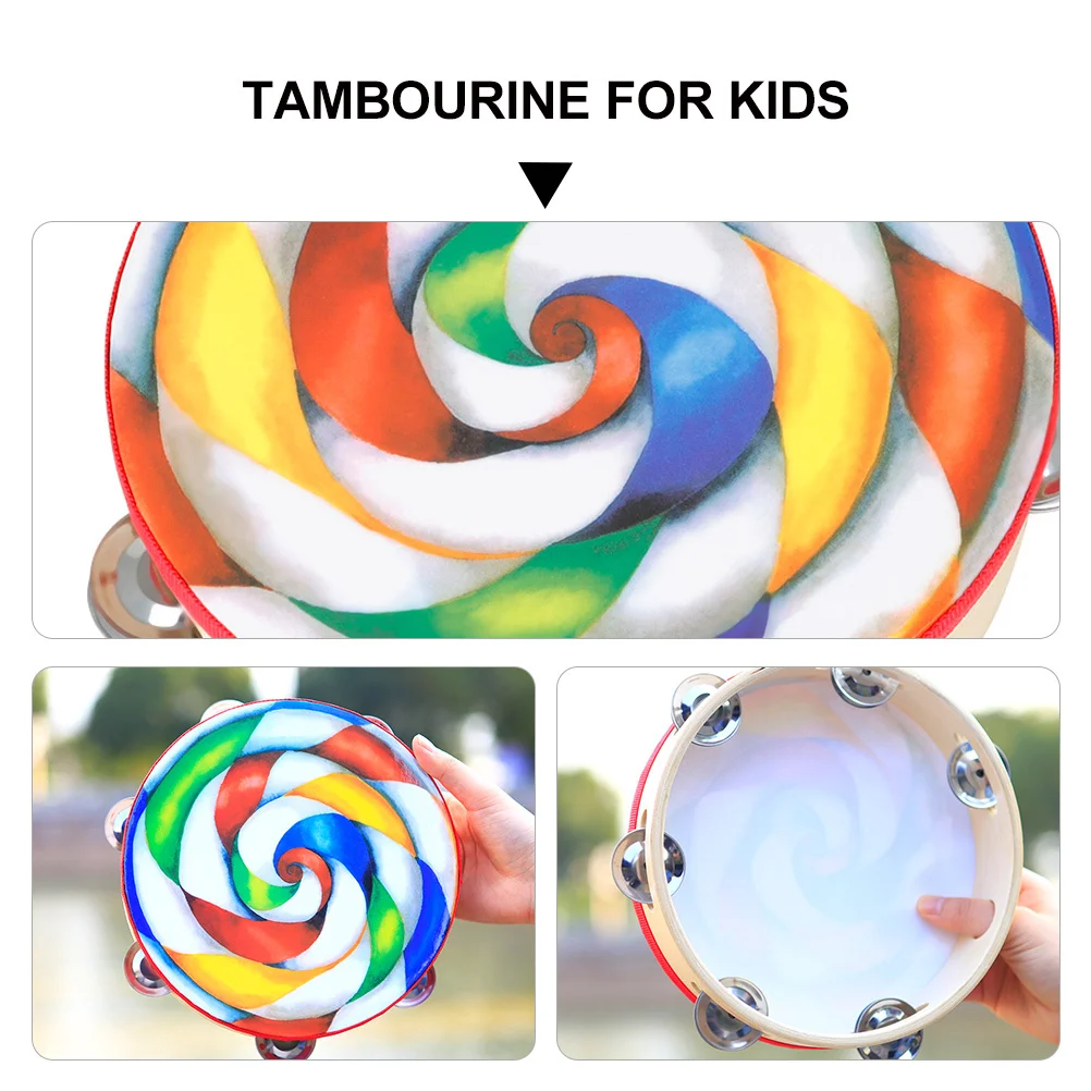 

1Pcs Handshake Tambourine Small Size Double Side Percussion Drum Early Educational Musical Instrument Kids Music Party Fun