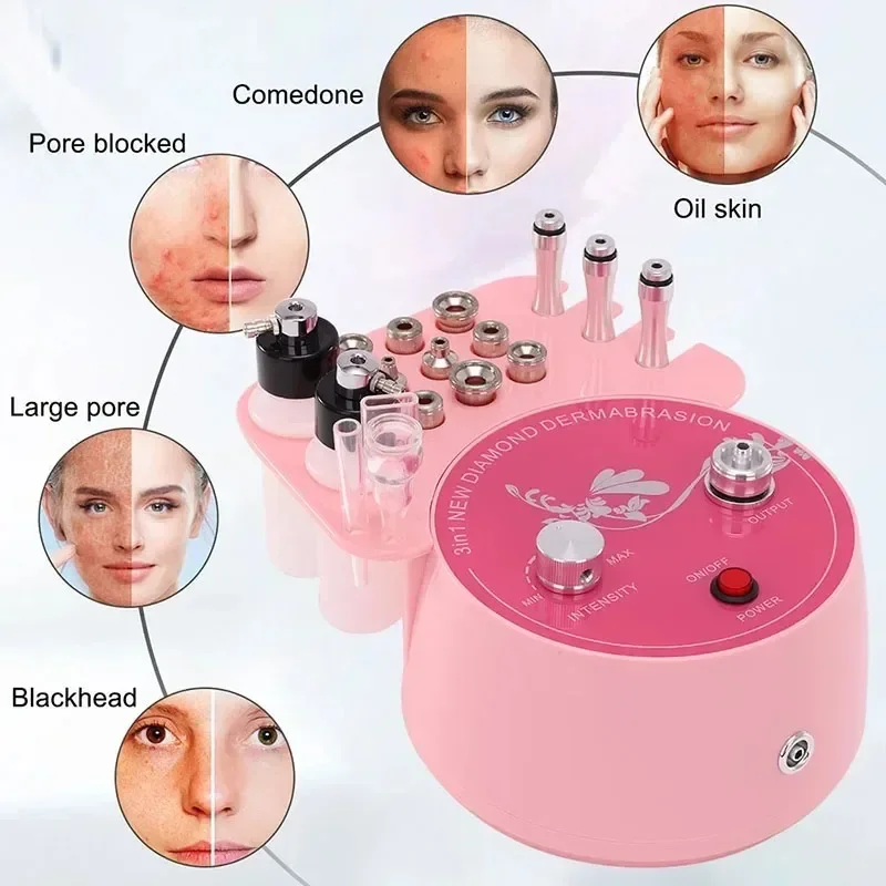 NEW Pink Diamond Microdermabrasion Machine Facial 3 in 1 Professional Blackhead Removal Acne Clearning Anti Aging Skin care Tool