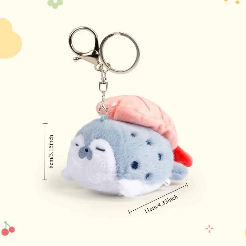 Seal Plush Keychain Toy Sea Otter Soft Kawaii Doll Lifelike Stuffed Marine Life Simulation Seal Ornament Birthday Gift for Woman