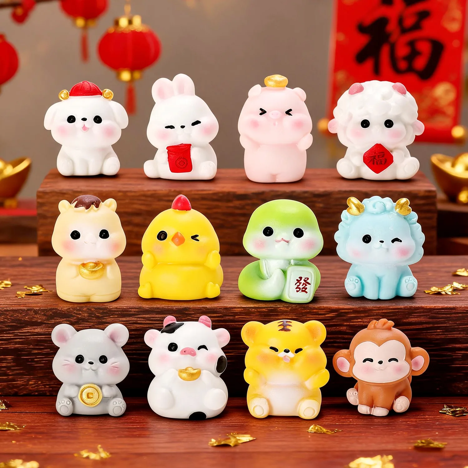 Creative Chinese Zodiac Dolls Cute DIY Desktop Mini Ornaments Zodiac Sign Figurines Decorative Accessories for Home