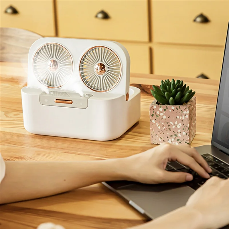 Summer Cool Double-Blade Spray Fan USB Desktop Air Conditioning Fan Office Portable Water-Cooled Mute Spray Fan 1