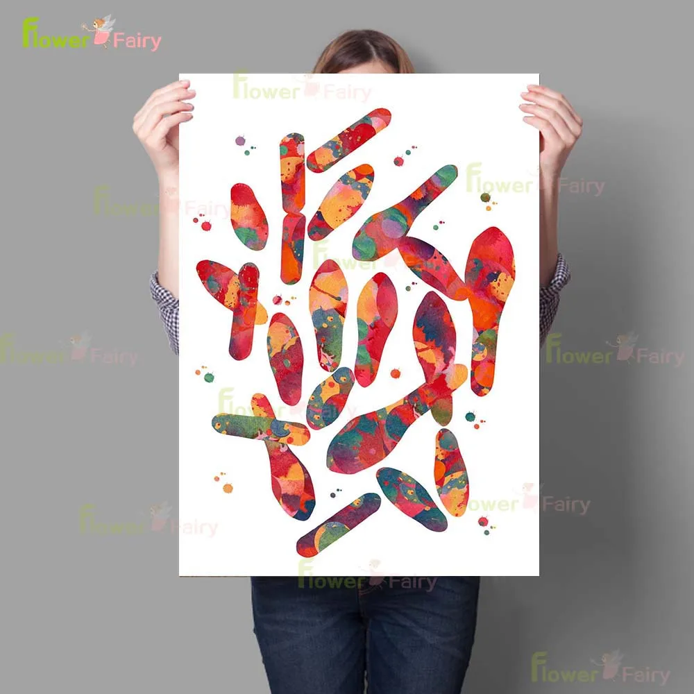 Watercolor Viruses Bacteria Anatomy Science Poster Wall Art Canvas Painting Home Decor Wall Pictures For Living Room Unframed