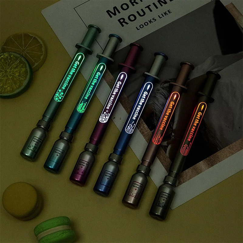 12Pcs Student Beautiful Neutral Pen Vaccine Needle Light Pen Creative Stationery Smooth Signature Pens